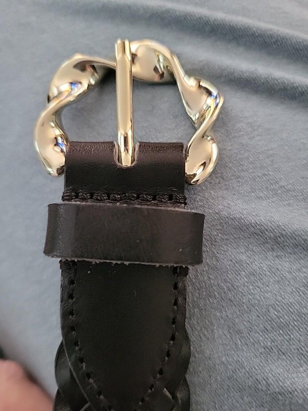 Loeffler Randall Black Braided Leather Belt Silver Buckle size Medium Large - Picture 2 of 6